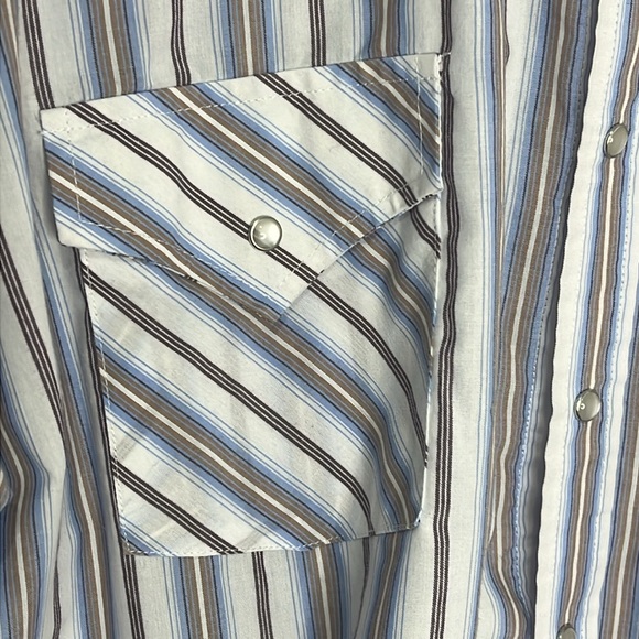 Men’s Ely Cattleman striped long sleeve pearl snap shirt XXL - Picture 3 of 10